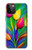 S3926 Peinture à l'huile de tulipe colorée Etui Coque Housse pour iPhone 12, iPhone 12 Pro