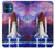 S3913 Navette spatiale nébuleuse colorée Etui Coque Housse pour iPhone 12 mini