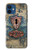 S3955 Porte Météo Vintage avec Trou de Serrure Etui Coque Housse pour iPhone 12 mini