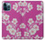 S3924 Fond rose fleur de cerisier Etui Coque Housse pour iPhone 12 Pro Max