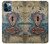 S3955 Porte Météo Vintage avec Trou de Serrure Etui Coque Housse pour iPhone 12 Pro Max