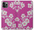 S3924 Fond rose fleur de cerisier Etui Coque Housse pour iPhone 11 Pro