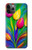 S3926 Peinture à l'huile de tulipe colorée Etui Coque Housse pour iPhone 11 Pro