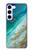 S3920 Couleur bleu océan abstrait émeraude mélangée Etui Coque Housse pour Samsung Galaxy S23