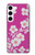 S3924 Fond rose fleur de cerisier Etui Coque Housse pour Samsung Galaxy S23