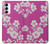 S3924 Fond rose fleur de cerisier Etui Coque Housse pour Samsung Galaxy S23