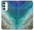 S3920 Couleur bleu océan abstrait émeraude mélangée Etui Coque Housse pour Samsung Galaxy S23 Plus