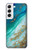 S3920 Couleur bleu océan abstrait émeraude mélangée Etui Coque Housse pour Samsung Galaxy S22