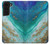 S3920 Couleur bleu océan abstrait émeraude mélangée Etui Coque Housse pour Samsung Galaxy S22