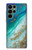 S3920 Couleur bleu océan abstrait émeraude mélangée Etui Coque Housse pour Samsung Galaxy S22 Ultra