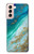 S3920 Couleur bleu océan abstrait émeraude mélangée Etui Coque Housse pour Samsung Galaxy S21 5G