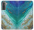 S3920 Couleur bleu océan abstrait émeraude mélangée Etui Coque Housse pour Samsung Galaxy S21 5G