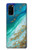 S3920 Couleur bleu océan abstrait émeraude mélangée Etui Coque Housse pour Samsung Galaxy S20