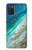 S3920 Couleur bleu océan abstrait émeraude mélangée Etui Coque Housse pour Samsung Galaxy A03S
