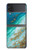 S3920 Couleur bleu océan abstrait émeraude mélangée Etui Coque Housse pour Samsung Galaxy Z Flip 4