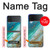 S3920 Couleur bleu océan abstrait émeraude mélangée Etui Coque Housse pour Samsung Galaxy Z Flip 4