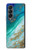 S3920 Couleur bleu océan abstrait émeraude mélangée Etui Coque Housse pour Samsung Galaxy Z Fold 4