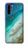 S3920 Couleur bleu océan abstrait émeraude mélangée Etui Coque Housse pour Huawei P30 Pro