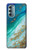 S3920 Couleur bleu océan abstrait émeraude mélangée Etui Coque Housse pour Motorola Moto G Stylus 5G (2022)