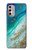 S3920 Couleur bleu océan abstrait émeraude mélangée Etui Coque Housse pour Motorola Moto G Stylus 4G (2022)