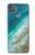 S3920 Couleur bleu océan abstrait émeraude mélangée Etui Coque Housse pour Motorola Moto G9 Power