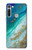 S3920 Couleur bleu océan abstrait émeraude mélangée Etui Coque Housse pour Motorola Moto G8