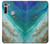 S3920 Couleur bleu océan abstrait émeraude mélangée Etui Coque Housse pour Motorola Moto G8