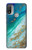 S3920 Couleur bleu océan abstrait émeraude mélangée Etui Coque Housse pour Motorola Moto E20,E30,E40