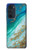 S3920 Couleur bleu océan abstrait émeraude mélangée Etui Coque Housse pour Motorola Edge 30 Pro