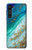 S3920 Couleur bleu océan abstrait émeraude mélangée Etui Coque Housse pour Motorola Edge