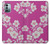 S3924 Fond rose fleur de cerisier Etui Coque Housse pour Nokia G11, G21