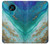 S3920 Couleur bleu océan abstrait émeraude mélangée Etui Coque Housse pour Nokia 3.4