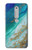 S3920 Couleur bleu océan abstrait émeraude mélangée Etui Coque Housse pour Nokia 6.1, Nokia 6 2018