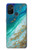 S3920 Couleur bleu océan abstrait émeraude mélangée Etui Coque Housse pour OnePlus Nord N100