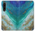 S3920 Couleur bleu océan abstrait émeraude mélangée Etui Coque Housse pour Sony Xperia 1 IV