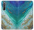 S3920 Couleur bleu océan abstrait émeraude mélangée Etui Coque Housse pour Sony Xperia 1 II