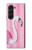 S3805 Flamant Rose Pastel Etui Coque Housse pour Samsung Galaxy Z Fold 5