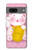 S3025 Rose Maneki Neko chat chanceux Etui Coque Housse pour Google Pixel 7a