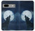 S3693 Pleine lune du loup blanc sinistre Etui Coque Housse pour Google Pixel 7a