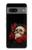 S3753 Roses de crâne gothique sombre Etui Coque Housse pour Google Pixel 7a