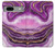 S3896 Stries d'or en marbre violet Etui Coque Housse pour Google Pixel 7a