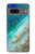 S3920 Couleur bleu océan abstrait émeraude mélangée Etui Coque Housse pour Google Pixel 7a