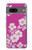 S3924 Fond rose fleur de cerisier Etui Coque Housse pour Google Pixel 7a