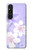 S2361 Fleurs blanches Violet Etui Coque Housse pour Sony Xperia 1 V