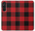 S2931 Rouge Buffle motif de vérification Etui Coque Housse pour Sony Xperia 1 V