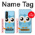 S3029 Bleu mignon Chouette Etui Coque Housse pour Sony Xperia 1 V