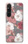 S3716 Motif floral rose Etui Coque Housse pour Sony Xperia 1 V
