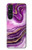 S3896 Stries d'or en marbre violet Etui Coque Housse pour Sony Xperia 1 V