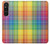 S3942 Tartan à carreaux arc-en-ciel LGBTQ Etui Coque Housse pour Sony Xperia 1 V