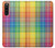 S3942 Tartan à carreaux arc-en-ciel LGBTQ Etui Coque Housse pour Sony Xperia 10 V